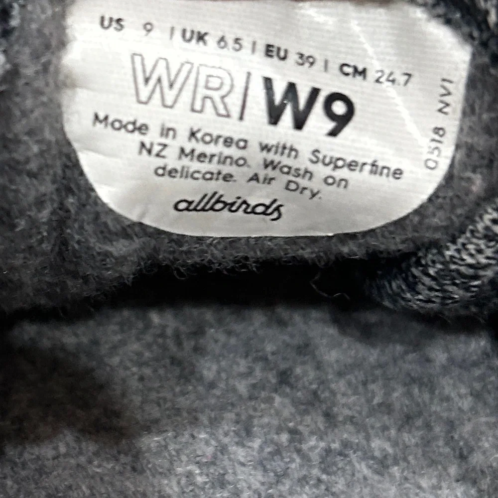Allbirds charcoal Gray wool Knit lace up Sneakers comfortable size 9